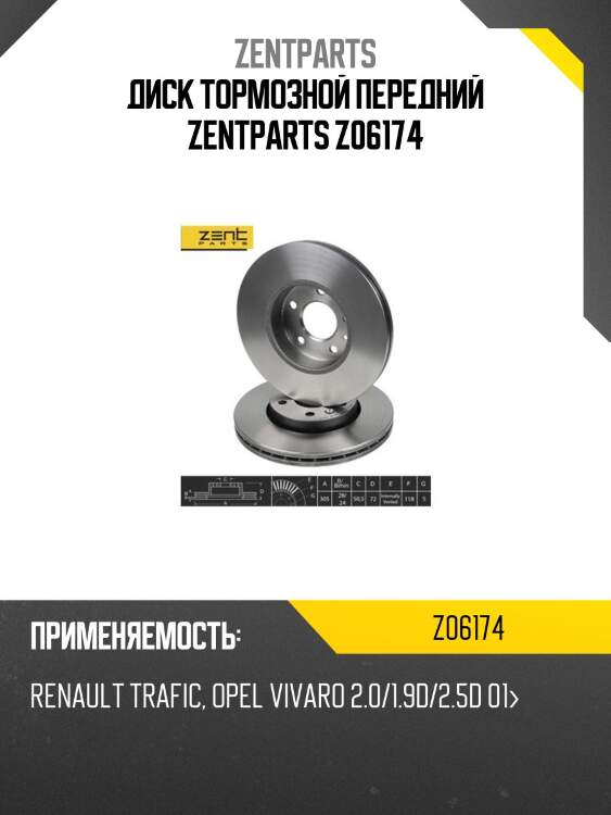 Диск тормозной передний, renault trafic, opel vivaro 2.0/1.9d/2.5d 01-