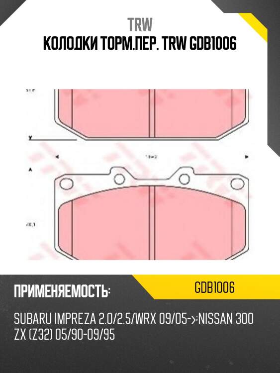 Колодки торм.пер. trw gdb1006