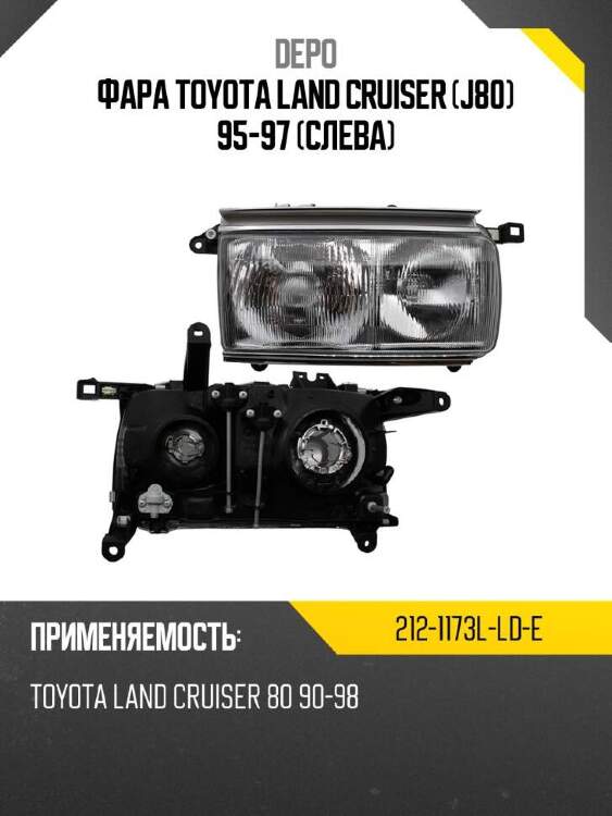 Depo фара toyota land cruiser j80 95-97 слева 2121173llde