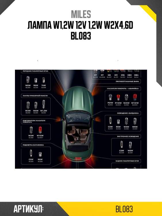 Лампа w1,2w 12v 1,2w w2x4,6d  bl083