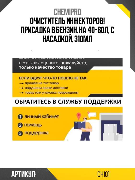 Очиститель инжекторов! присадка в бензин, на 40-60л, с насадкой, 310мл\