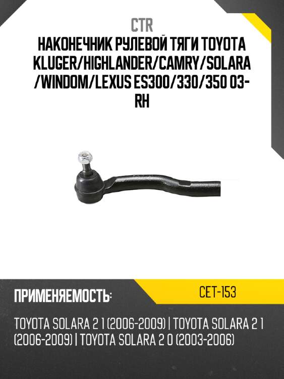 Наконечник рулевой тяги toyota kluger ctr cet-153