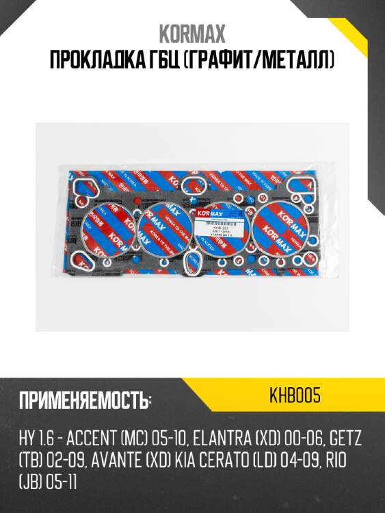 Прокладка гбц (графит/металл) kormax khb005
