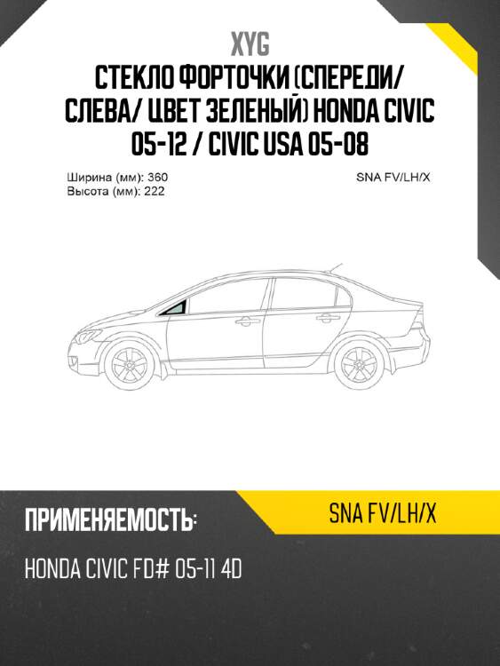 Стекло форточки спереди xyg sna fv/lh/x