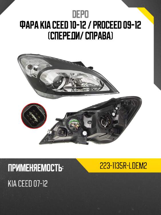 Фара kia ceed 10-12  depo 223-1135r-ldem2