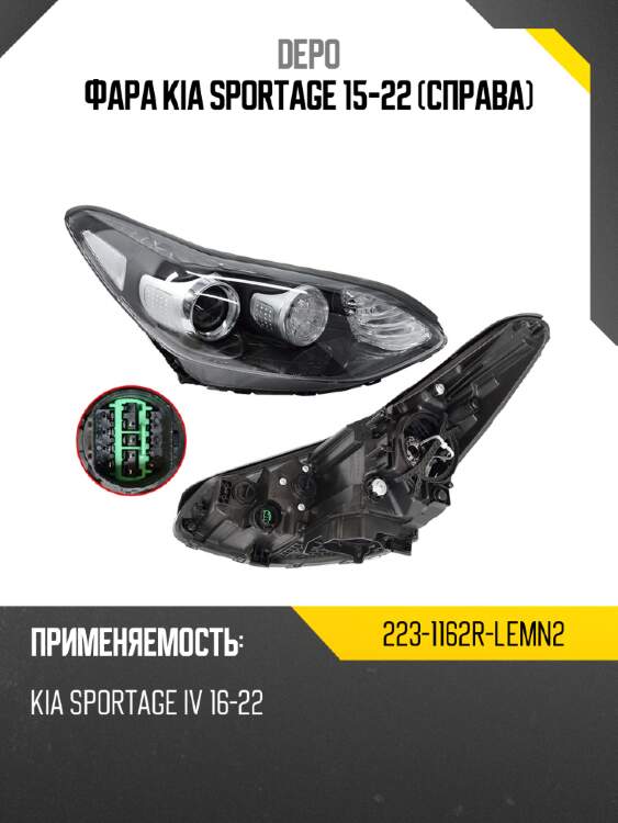 Фара kia sportage 15-22 справа depo 223-1162r-lemn2