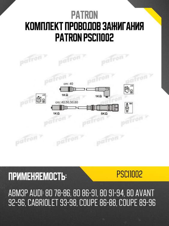Комплект проводов зажигания patron psci1002