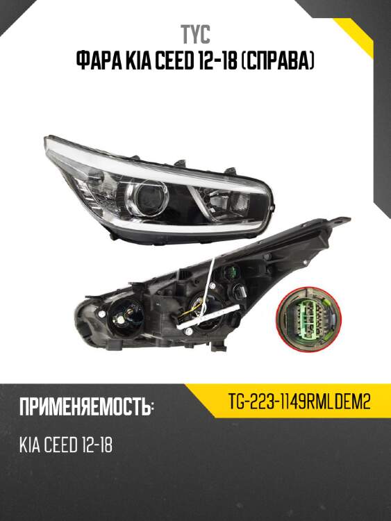 Фара kia ceed 12-18 справа tyc tg-223-1149rmldem2