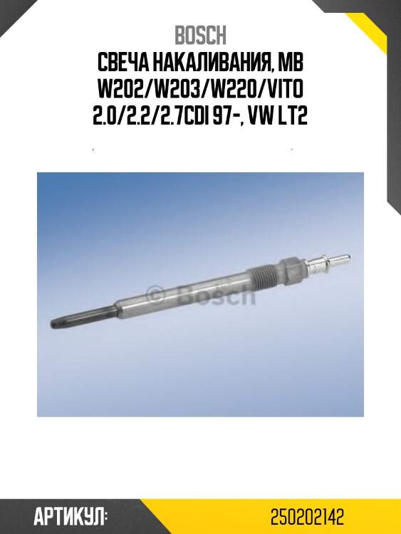 Свеча накаливания 0250202142 bosch