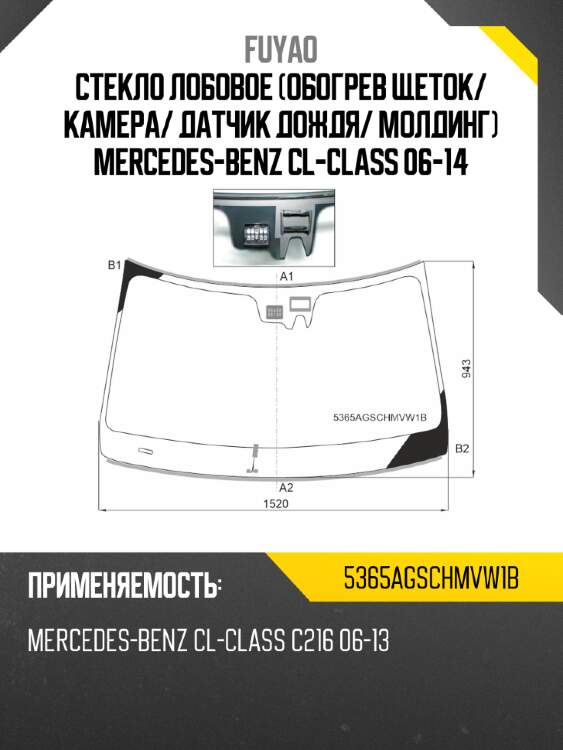 Стекло лобовое обогрев щеток fuyao 5365agschmvw1b