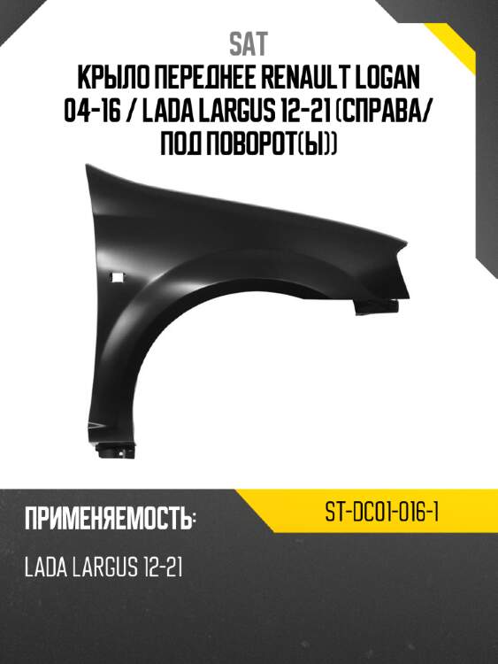 Крыло переднее renault logan 04-16  sat st-dc01-016-1