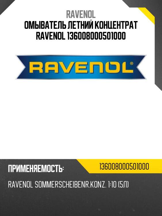 Омыватель летний концентрат ravenol 136008000501000