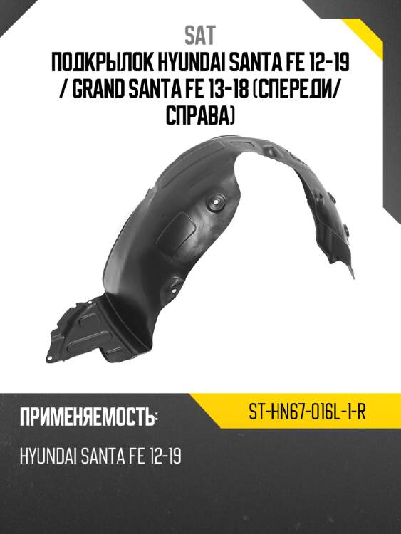 Подкрылок hyundai santa fe 12-19  sat st-hn67-016l-1-r