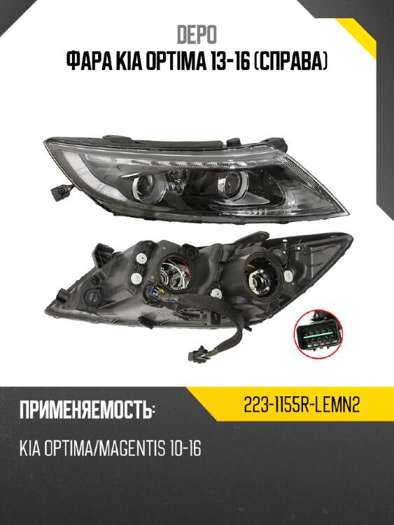 Фара kia optima 13-16 справа depo 223-1155r-lemn2