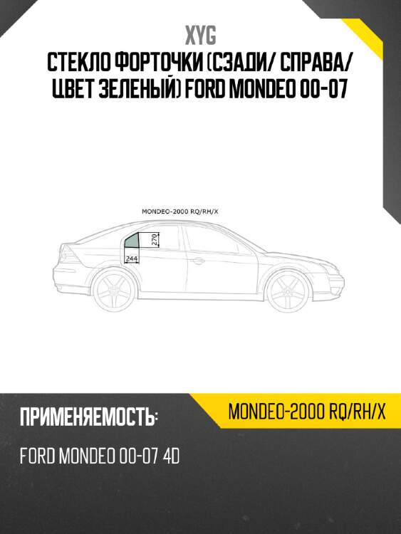 Стекло форточки сзади xyg mondeo-2000 rq/rh/x