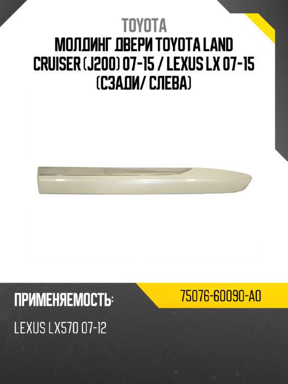 Молдинг двери toyota land cruiser j200 07-15  toyota 75076-60090-a0