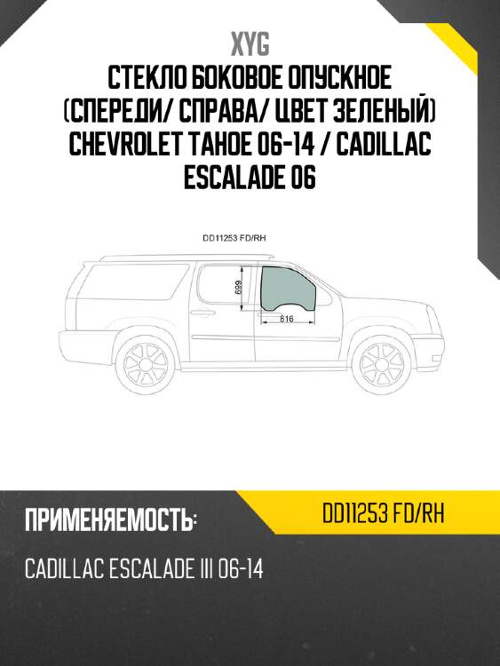 Стекло боковое опускное спереди xyg dd11253 fd/rh