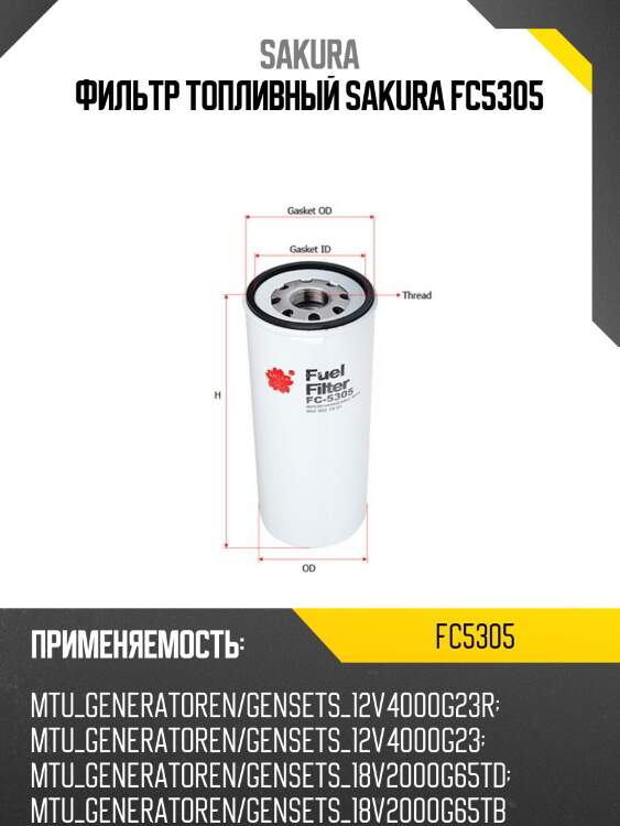 Фильтр топливный high efficiency h264 d108 m32x1.5 , mtu