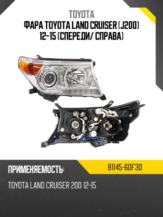 Фара toyota land cruiser j200 12-15 спереди toyota 81145-60f30