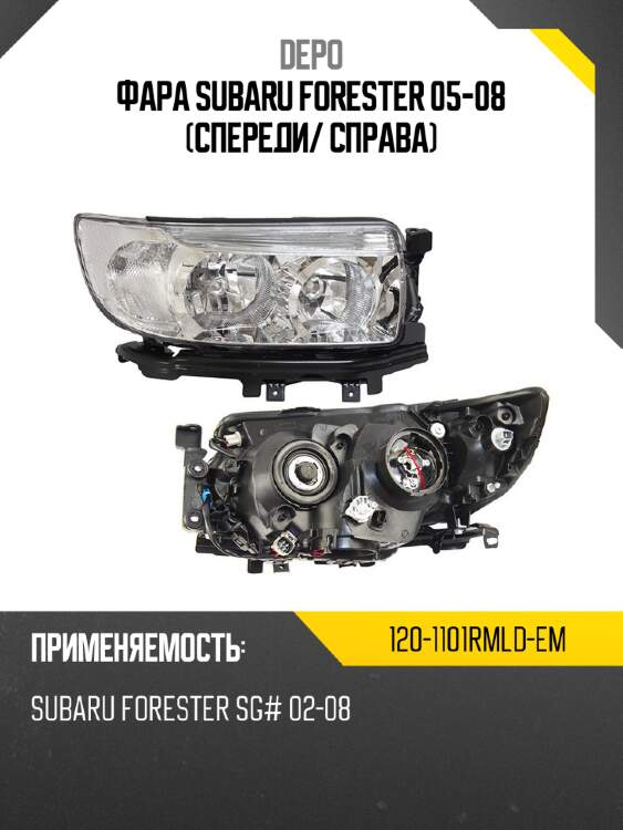 Фара subaru forester 05-08 спереди depo 120-1101rmld-em