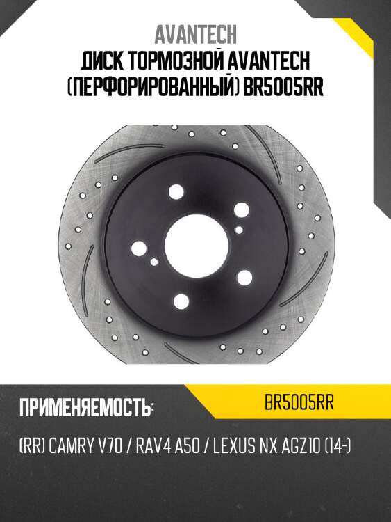 Диск тормозной avantech (перфорированный) br5005rr