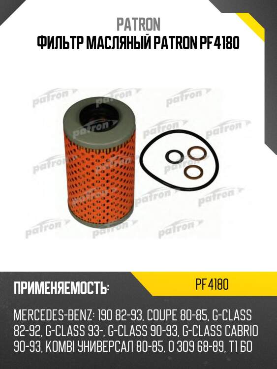 Фильтр масляный patron pf4180
