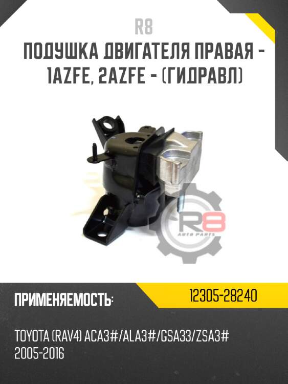 Подушка двигателя правая - 1azfe, 2azfe - [гидравл] r8 12305-28240