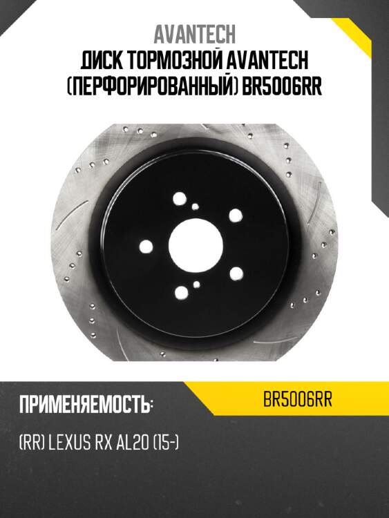 Диск тормозной avantech (перфорированный) br5006rr
