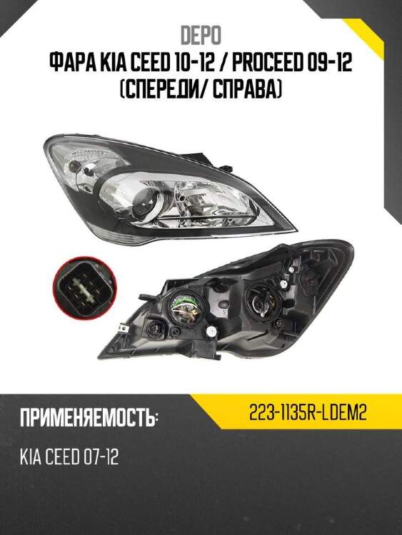 Depo фара kia ceed 10-12  2231135rldem2
