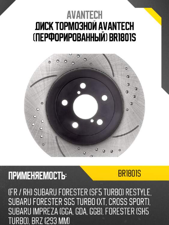 Диск тормозной avantech (перфорированный) br1801s