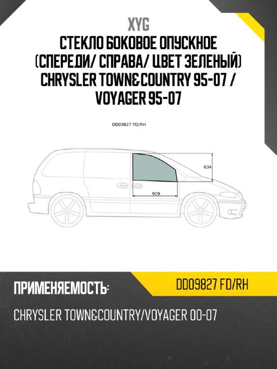 Стекло боковое опускное спереди xyg dd09827 fd/rh