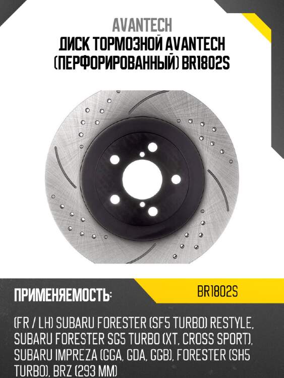Диск тормозной avantech (перфорированный) br1802s
