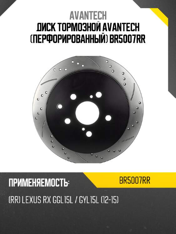 Диск тормозной avantech (перфорированный) br5007rr