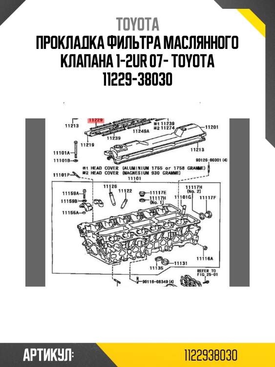 Прокладка фильтра маслянного клапана 1-2ur 07- toyota 11229-38030