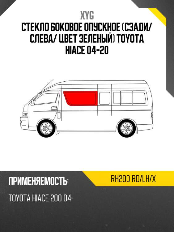Стекло боковое опускное сзади xyg rh200 rd/lh/x