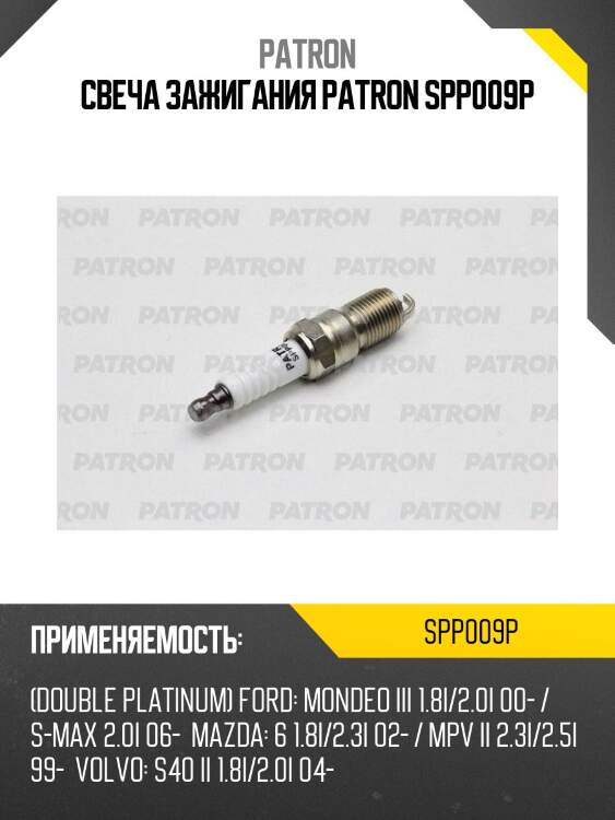 Свеча зажигания patron spp009p