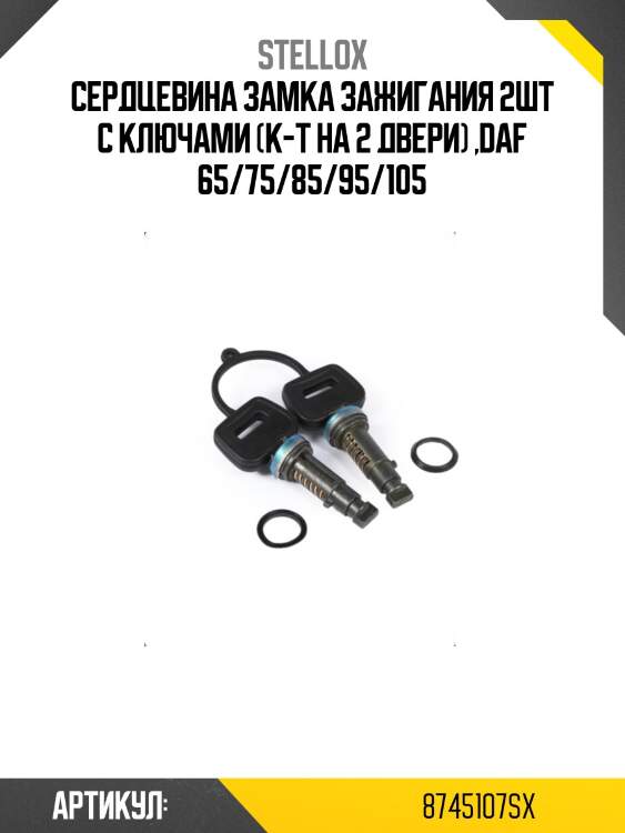 Сердцевина замка зажигания 2шт с ключами (к-т на 2 двери) ,daf 65/75/85/95/105