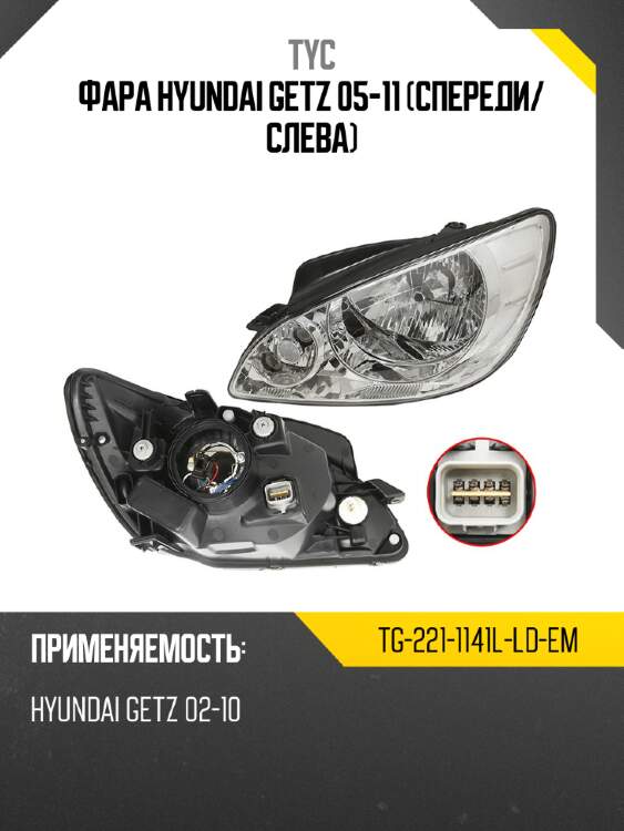 Фара hyundai getz 05-11 спереди tyc tg-221-1141l-ld-em