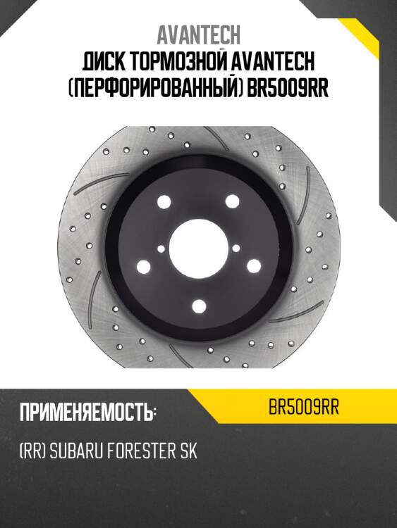 Диск тормозной avantech (перфорированный) br5009rr
