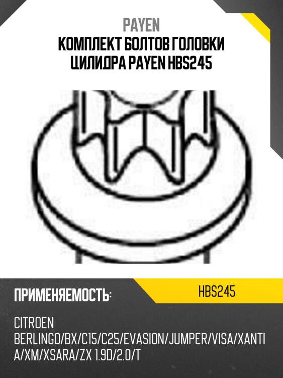 Комплект болтов головки цилидра payen hbs245