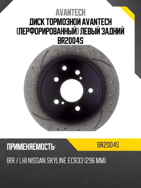 Диск тормозной avantech (перфорированный) левый задний br2004s