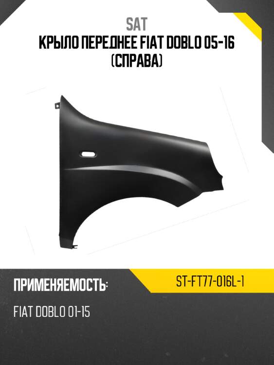Крыло переднее fiat doblo 05-16 справа sat st-ft77-016l-1