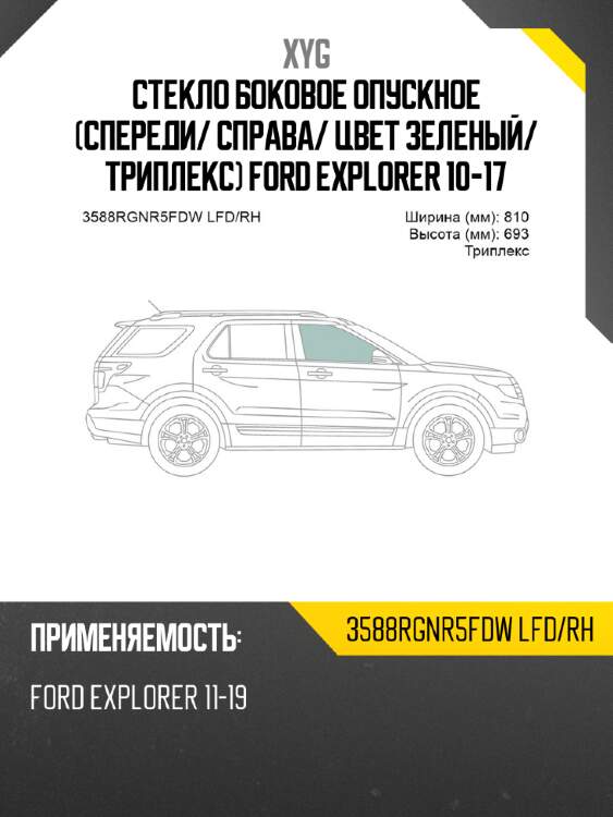 Стекло боковое опускное спереди xyg 3588rgnr5fdw lfd/rh