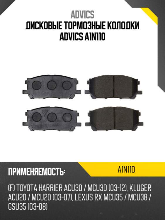Advics дисковые тормозные колодки a1n110