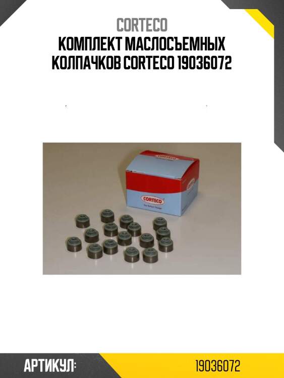 Комплект маслосъемных колпачков corteco 19036072