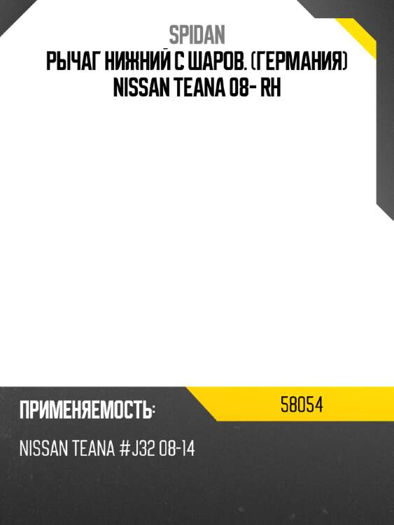 Рычаг нижний с шаров. германия nissan teana 08- rh spidan 58054