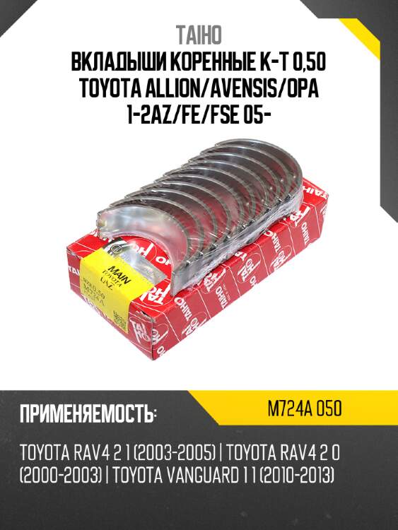 Вкладыши коренные к-т 0,50 toyota allion taiho m724a 050