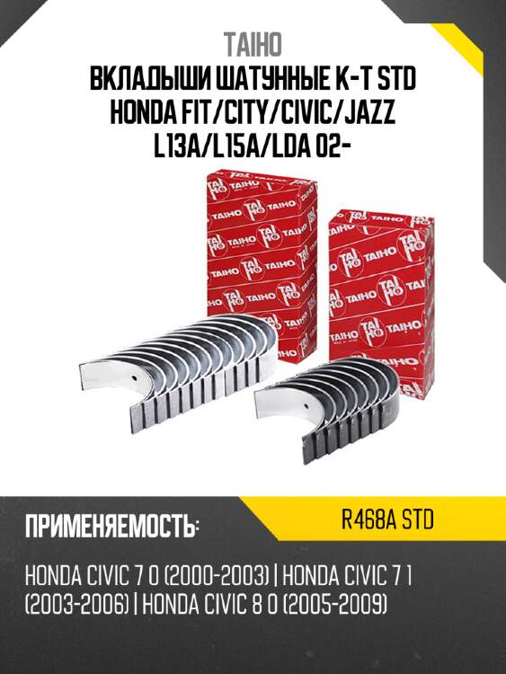 Вкладыши шатунные к-т std honda fit taiho r468a std