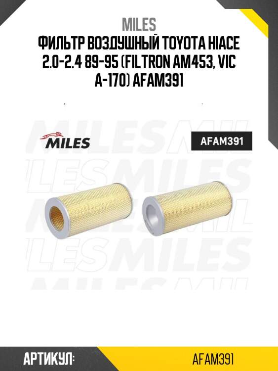 Фильтр воздушный toyota hiace 2.0-2.4 89-95 (filtron am453, vic a-170) afam391