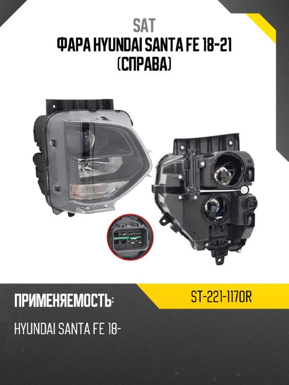 Фара hyundai santa fe 18-21 справа sat st-221-1170r